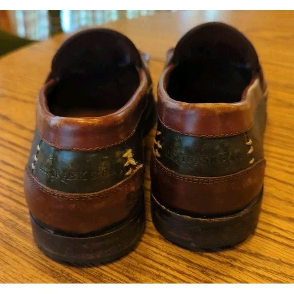 H.S. Trask Brown / Black Men's US 8M Brazil Leather Kiltie Tassel Loafers Shoes
